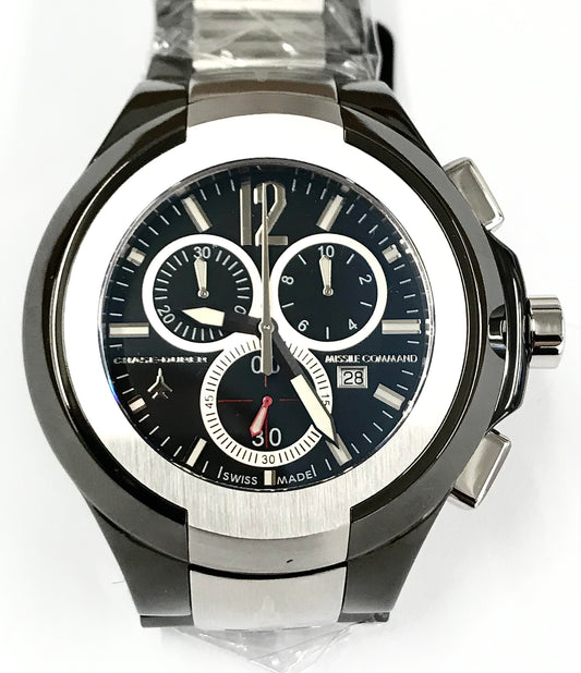 CHASE DURER LIMITED EDITION MISSILE COMMAND CHRONOGRAPH  WATCH SILVER
